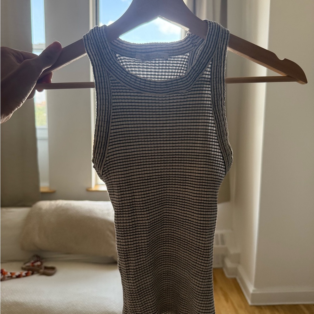 Zara Blue and White Striped Top